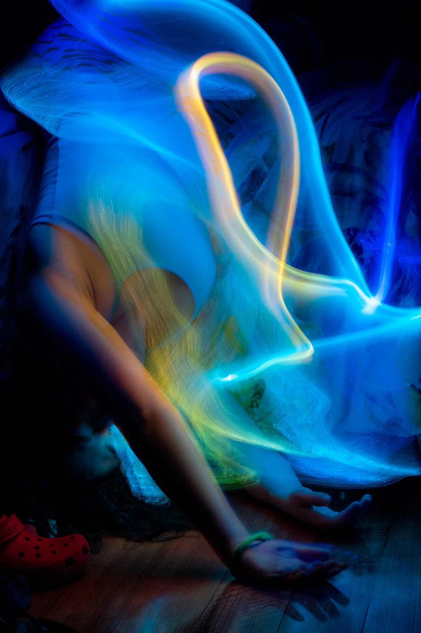 Blue light painting figure