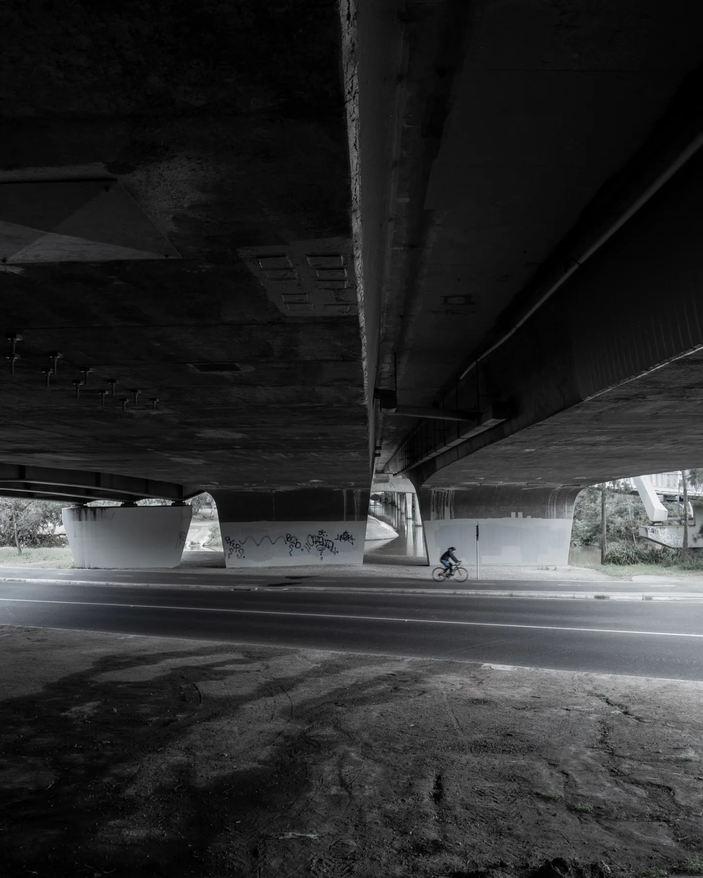 Underpass with cyclist